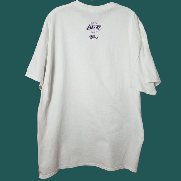 Gildan Los Angeles Lakers White T-Shirt XL  Unisex Short Sleeve Wht/Purple XLarg - Picture 2 of 9